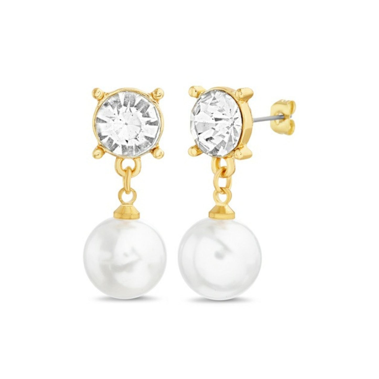 Pearl Cubic Zirconia Drop Earrings