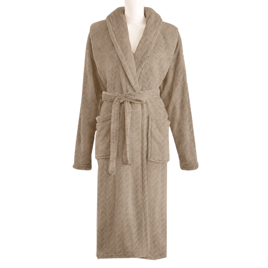 Plush Herringbone Embossed Bathrobe, 42"