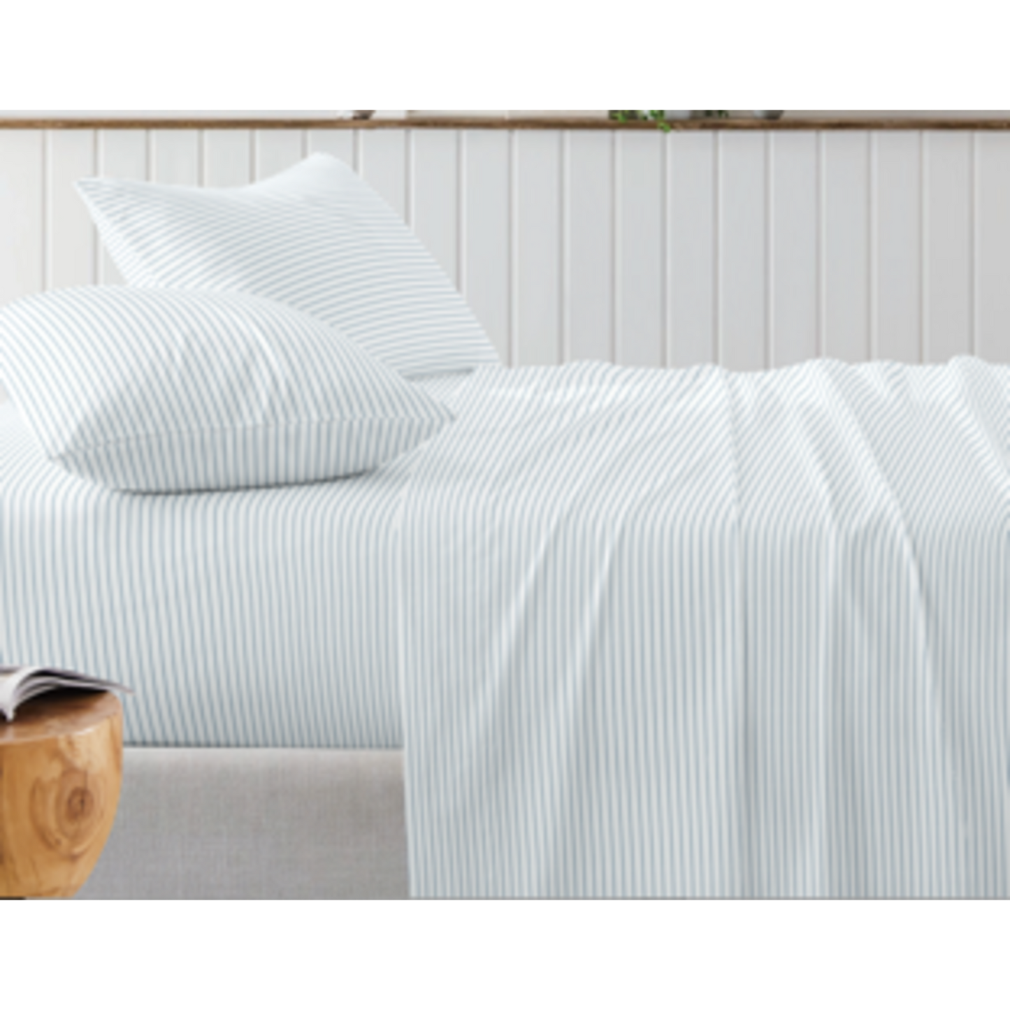 4pc Printed Pinstripe Queen Sheet Set, 80gsm