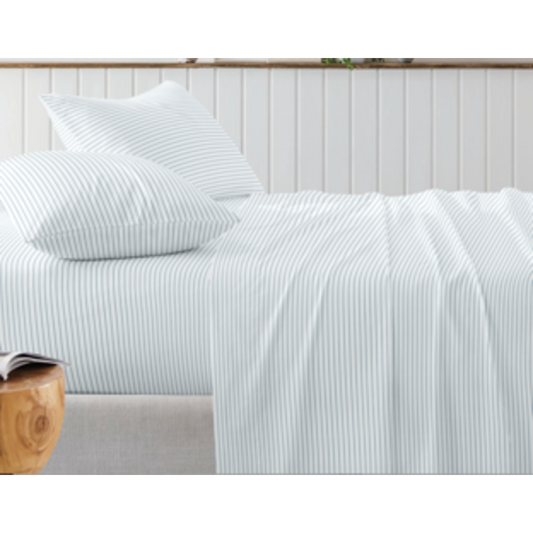 4pc Printed Pinstripe Queen Sheet Set, 80gsm