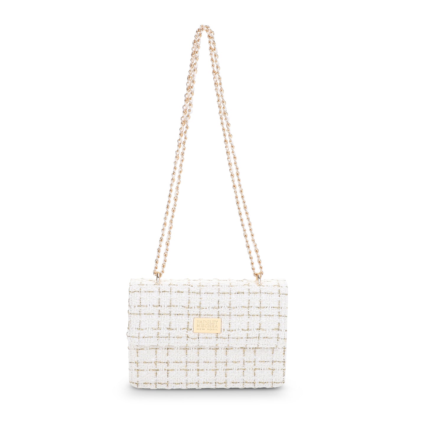 The Tara Tweed Chain Shoulder Bag - White