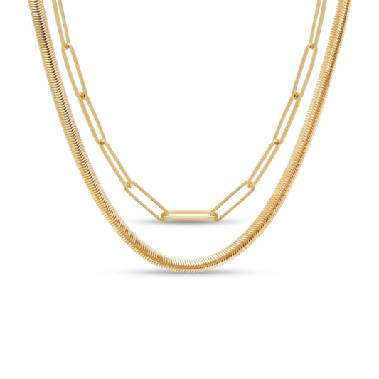 Gold Double Strand Paperclip Necklace