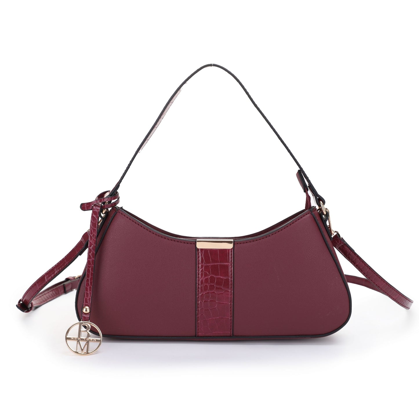The Margaurite Baguette Bag with Croc Trim and Removable Shoulder Strap