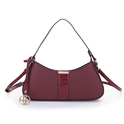 The Margaurite Baguette Bag with Croc Trim and Removable Shoulder Strap