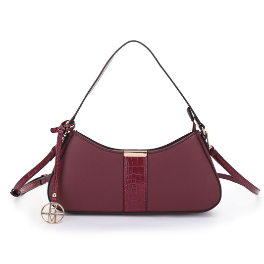 The Margaurite Baguette Bag with Croc Trim and Removable Shoulder Strap