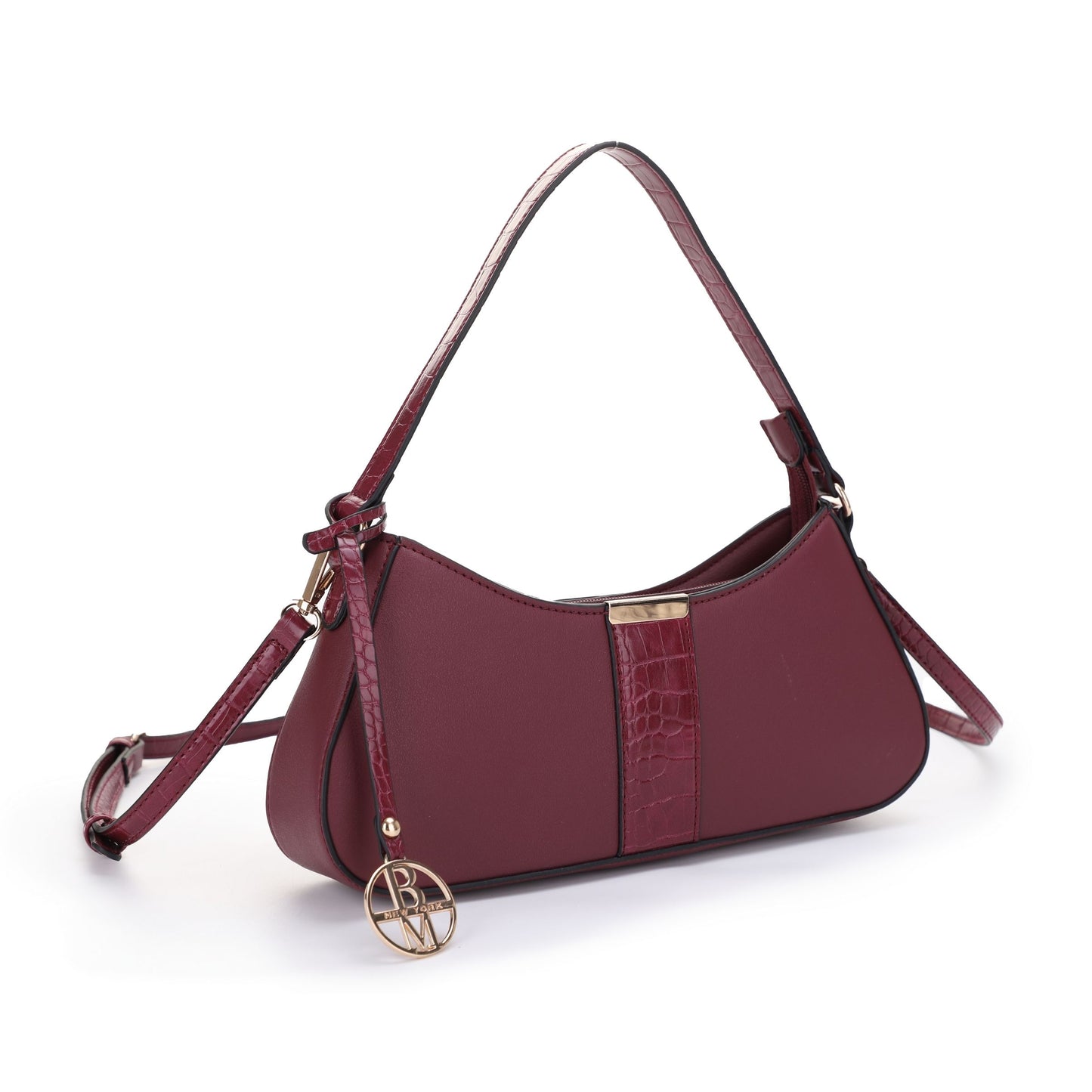 The Margaurite Baguette Bag with Croc Trim and Removable Shoulder Strap