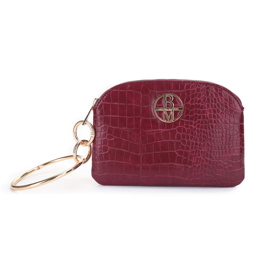 The Margaurite Croc Zip Pouch with Gold O rings