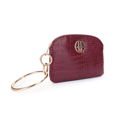The Margaurite Croc Zip Pouch with Gold O rings