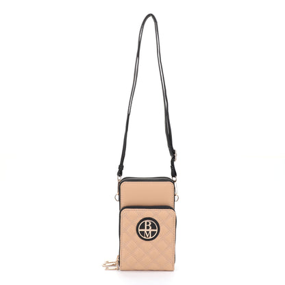 The Natasha Nylon Double Diamond Quilted Slim Crossbody (WOS) with Vegan Leather Trim