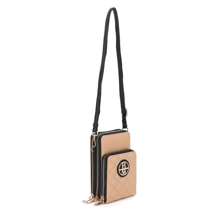 The Natasha Nylon Double Diamond Quilted Slim Crossbody (WOS) with Vegan Leather Trim