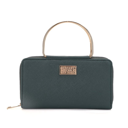The Louise Saffiano Wallet With Metal Handle