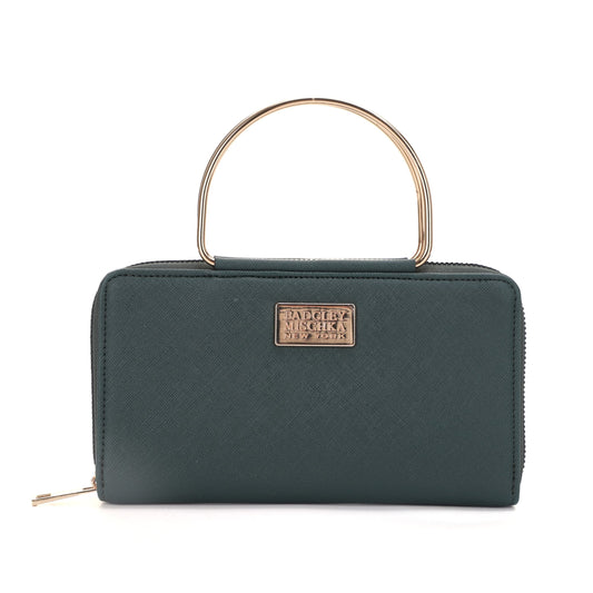 The Louise Saffiano Wallet With Metal Handle