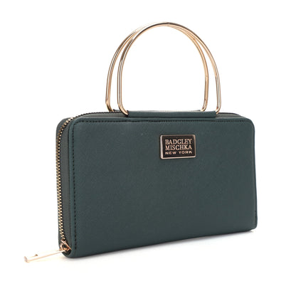 The Louise Saffiano Wallet With Metal Handle