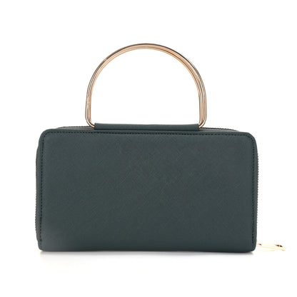The Louise Saffiano Wallet With Metal Handle