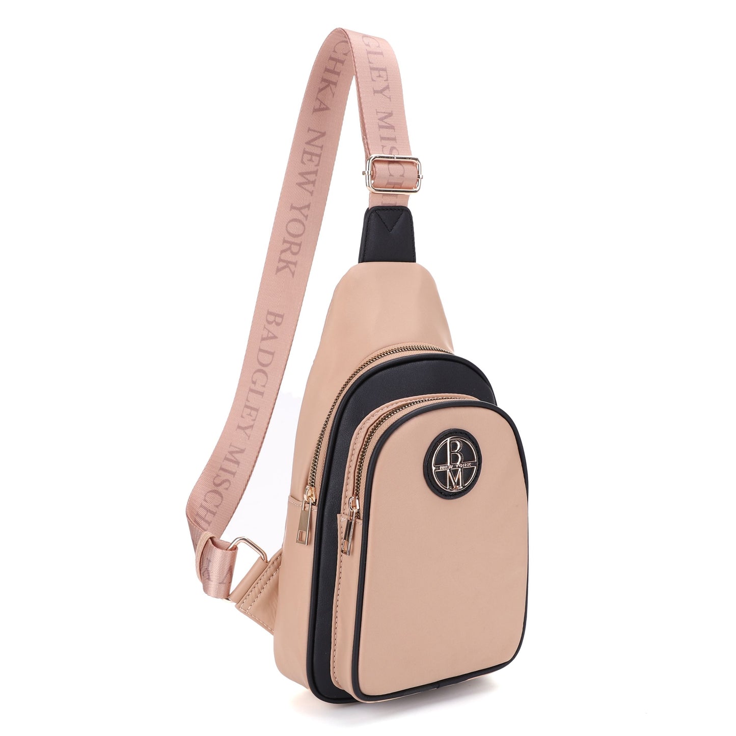 The Natasha Nylon Sling Bag with Vegan Leather Trim