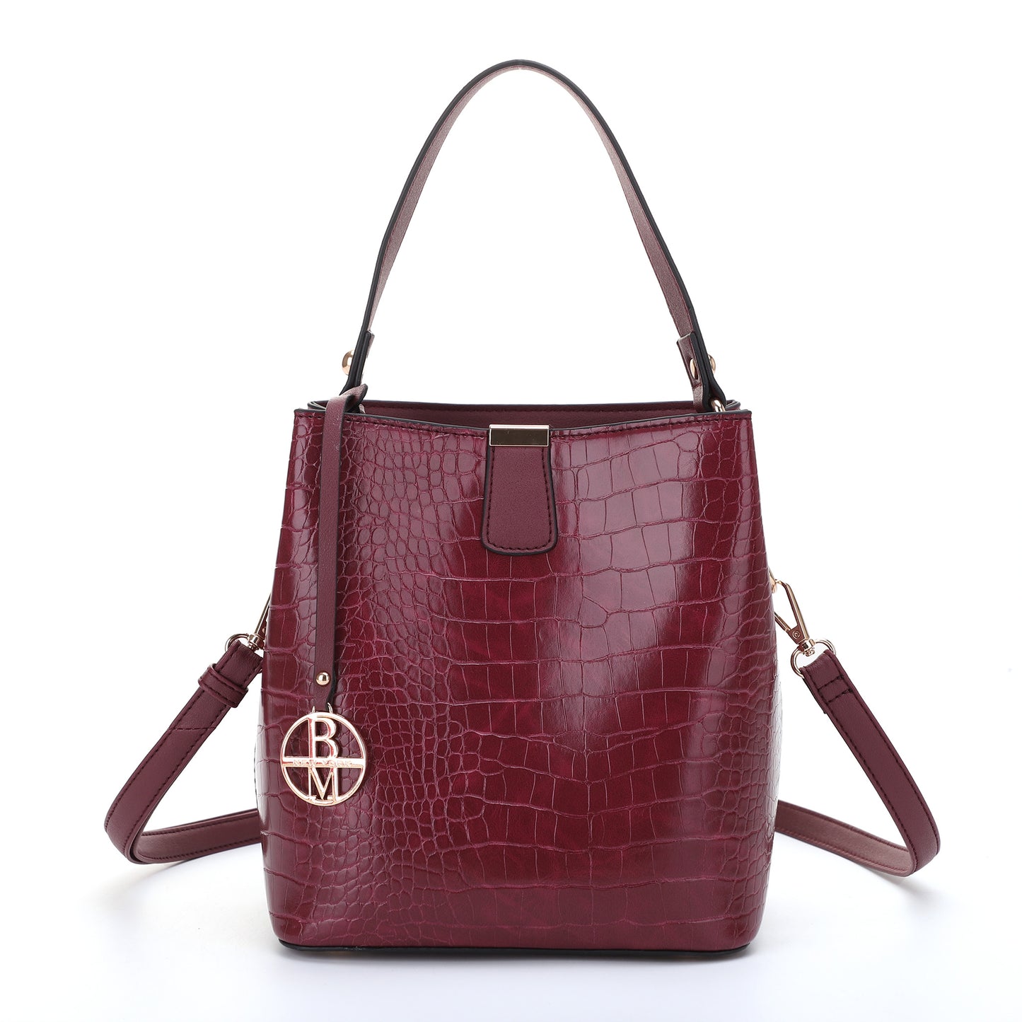 The Margaurite Croc Bucket Bag with Removable Shoulder Strap