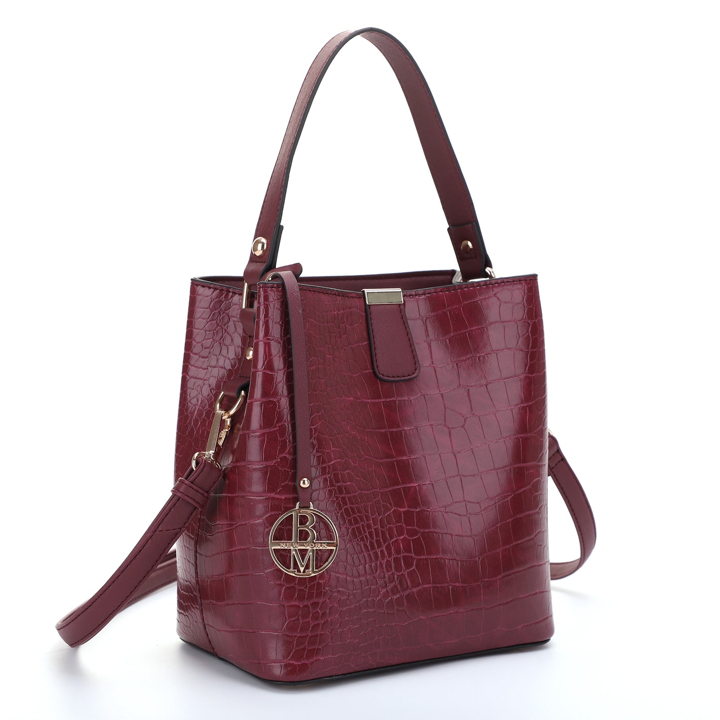 The Margaurite Croc Bucket Bag with Removable Shoulder Strap