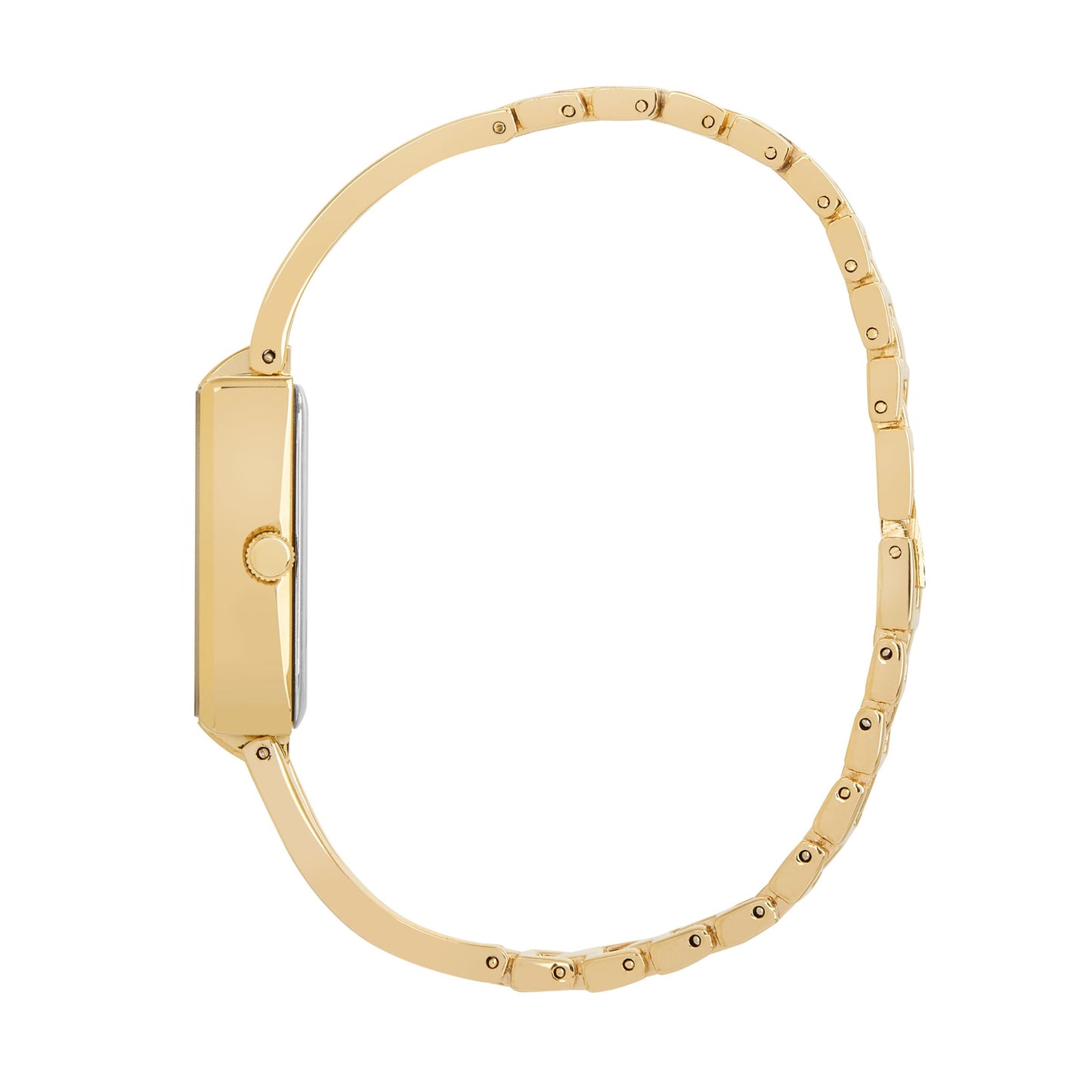 Women's Gold Rectangle Watch with Black Dial