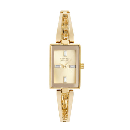 Women's Gold Rectangle Watch with Gold Dial
