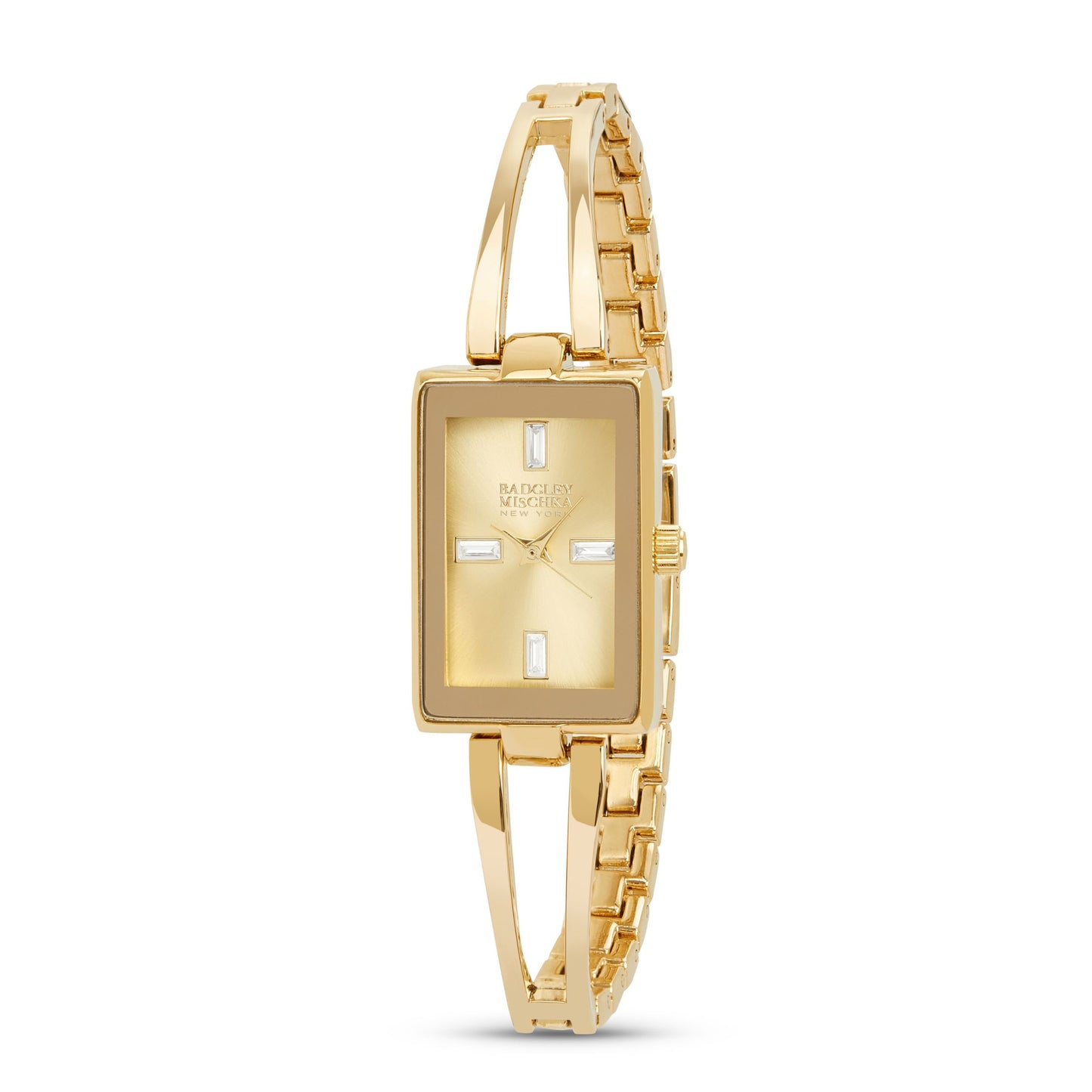 Women's Gold Rectangle Watch with Gold Dial