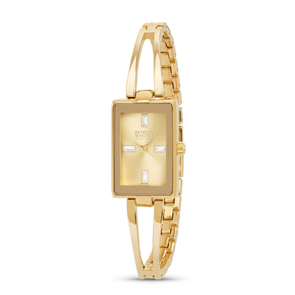 Women's Gold Rectangle Watch with Gold Dial