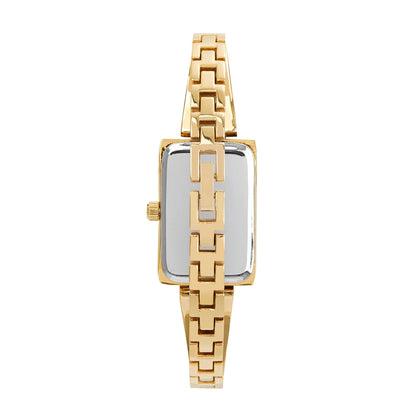Women's Gold Rectangle Watch with Gold Dial