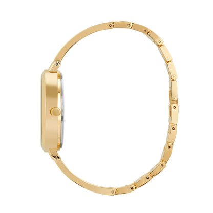Women's Gold Round Bangle Watch with Green Dial