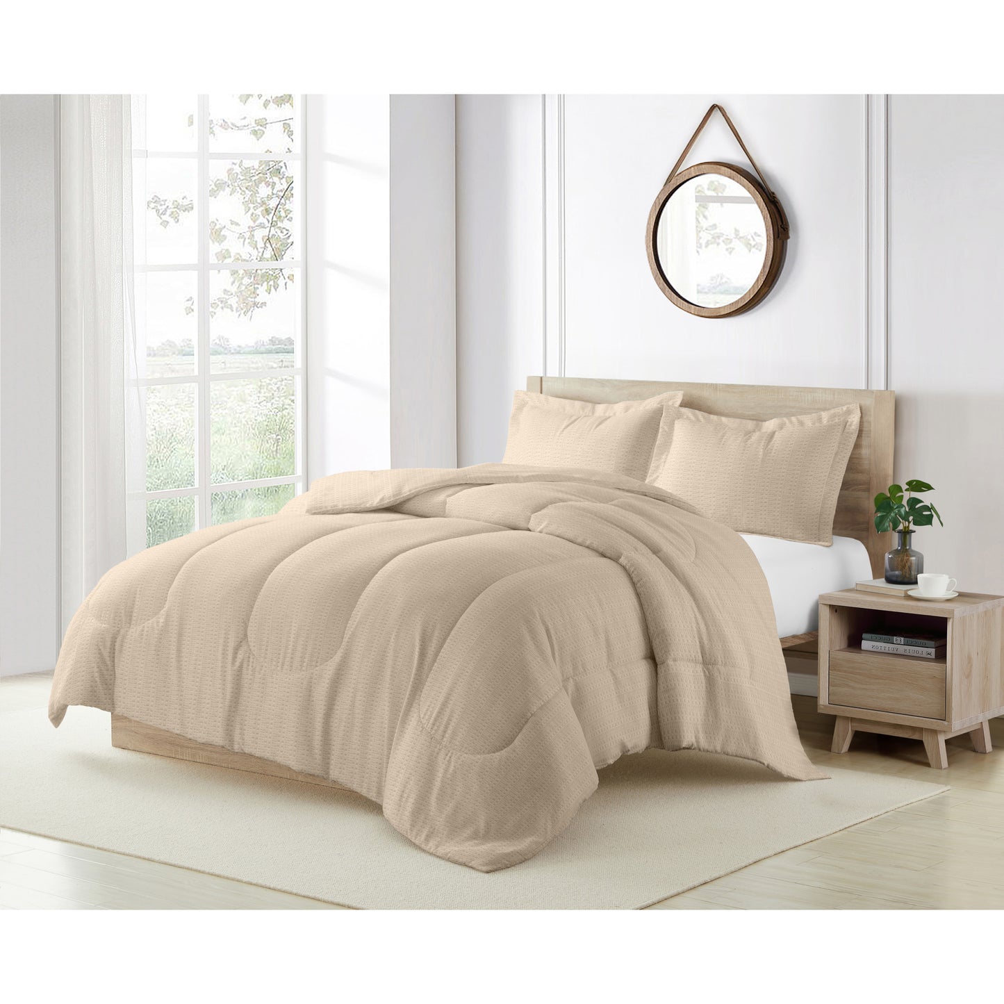 3PC WAFFLE QUEEN COMFORTER SET
